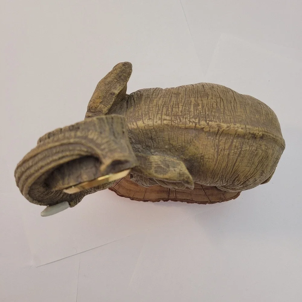 W.F. Elephant Figurine Desk Clock Adult Quartz Wildlife Resin Decor